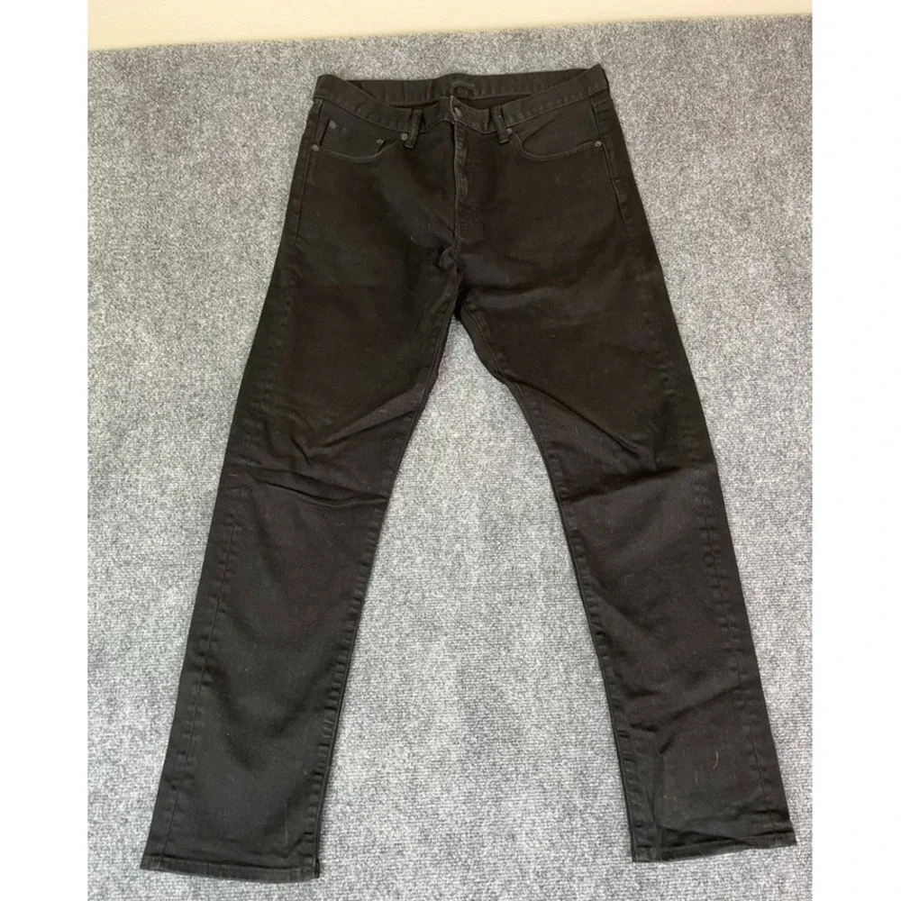 Uniqlo Jeans Mens Black Slim Fit ‎ Salvage Straight Leg Denim No Size Tag 34x32